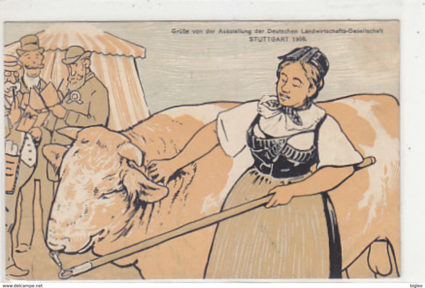 Grüsse Von Der Ausst.der Deutschen Landwirtschasfts-Ges. Stuttgart - Ausst.Stempel 1908        (A-186-191015) - Expositions