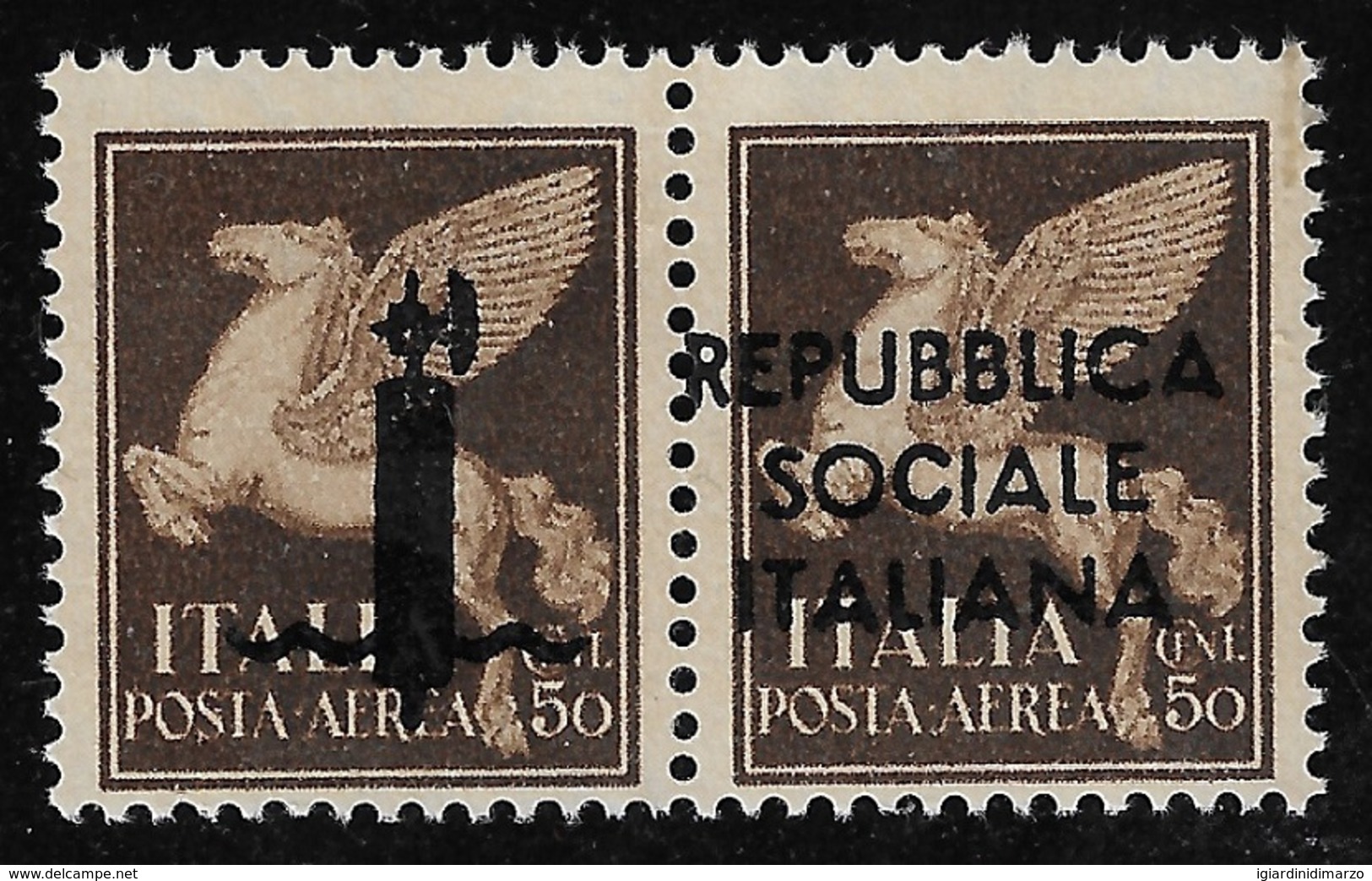 Repubblica Sociale Italiana-SAGGI-COPPIA Di 2 Valori Nuovi Stl Da 50 C.con Soprastampa NON CERTIFICATA-in Ottime Condiz. - Airmail