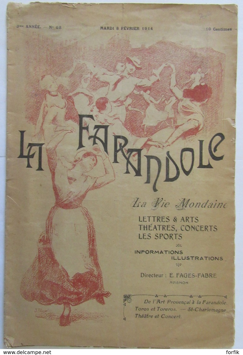 Magazine "La Farandole" Avignon, Du 8 Février 1914 - Un Article Sur La Tauromachie "Toros Et Toreros" - Sonstige & Ohne Zuordnung