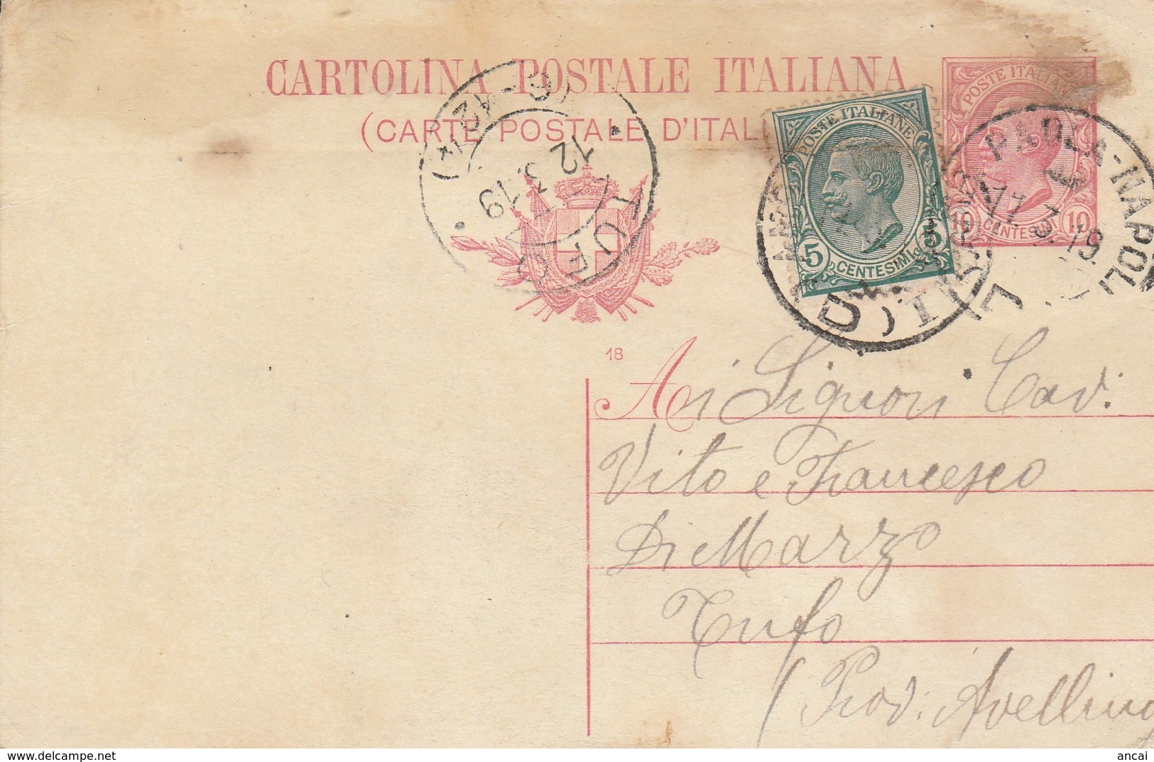 1919. Annullo Ambulante AMB PAOLA - NAPOLI (D),  Su Cartolina Postale Con Testo. - Storia Postale