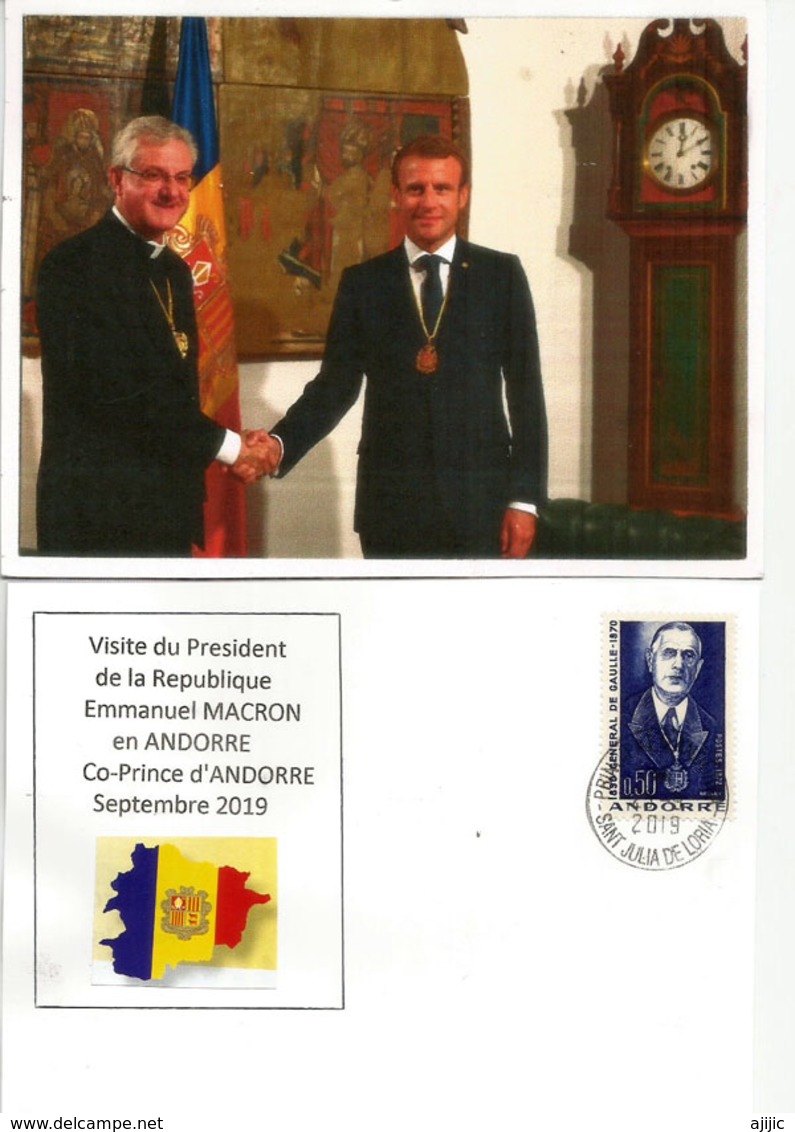 Rencontre Des 2 Co-Princes D'Andorre: L'Évêque D'Urgell Joan Enric Vives & E.Macron,Septembre 2019, Andorra - Lettres & Documents