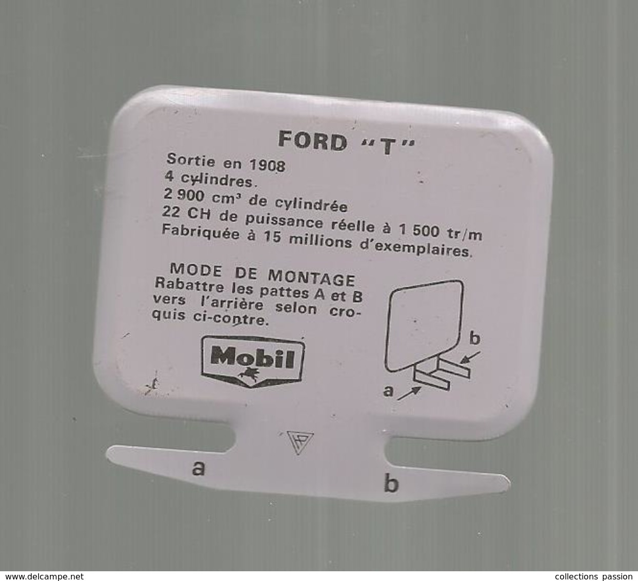 JC , Publicité MOBIL ,plaque Métal ,automobile FORD T , 2 Scans , Frais Fr 1.45 E - Tin Signs (after1960)