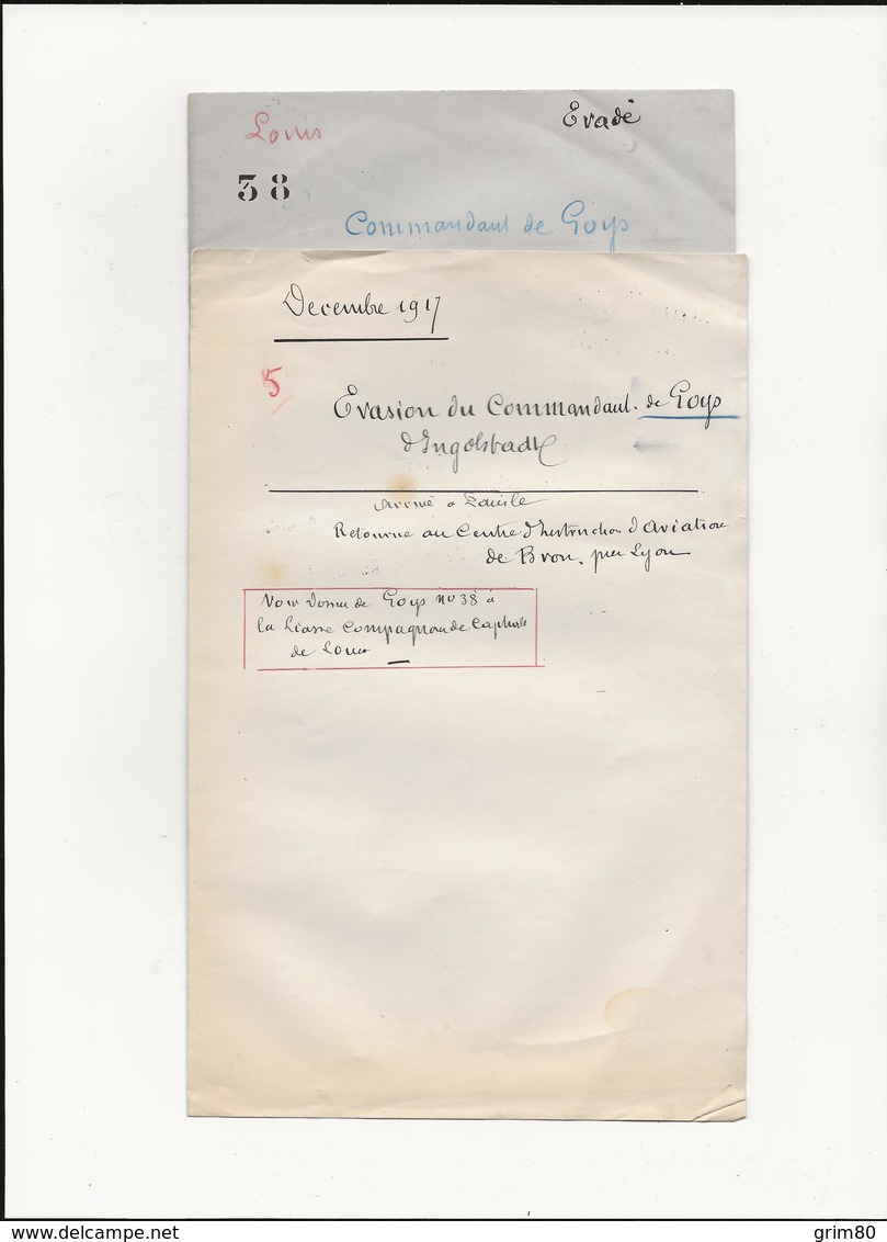 PAPIER  COMMANDANT  DE GOYS - Documents