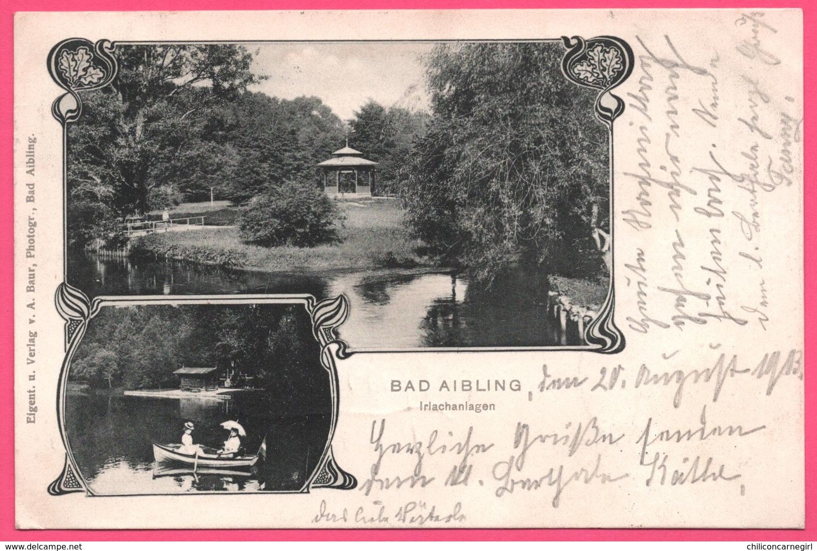 Bad Aibling - Irlach Anlagen - Irlachanlagen - 2 Vues - Kiosque - Barque - Animée - Edit. A. BAUR - 1903 - Bad Aibling