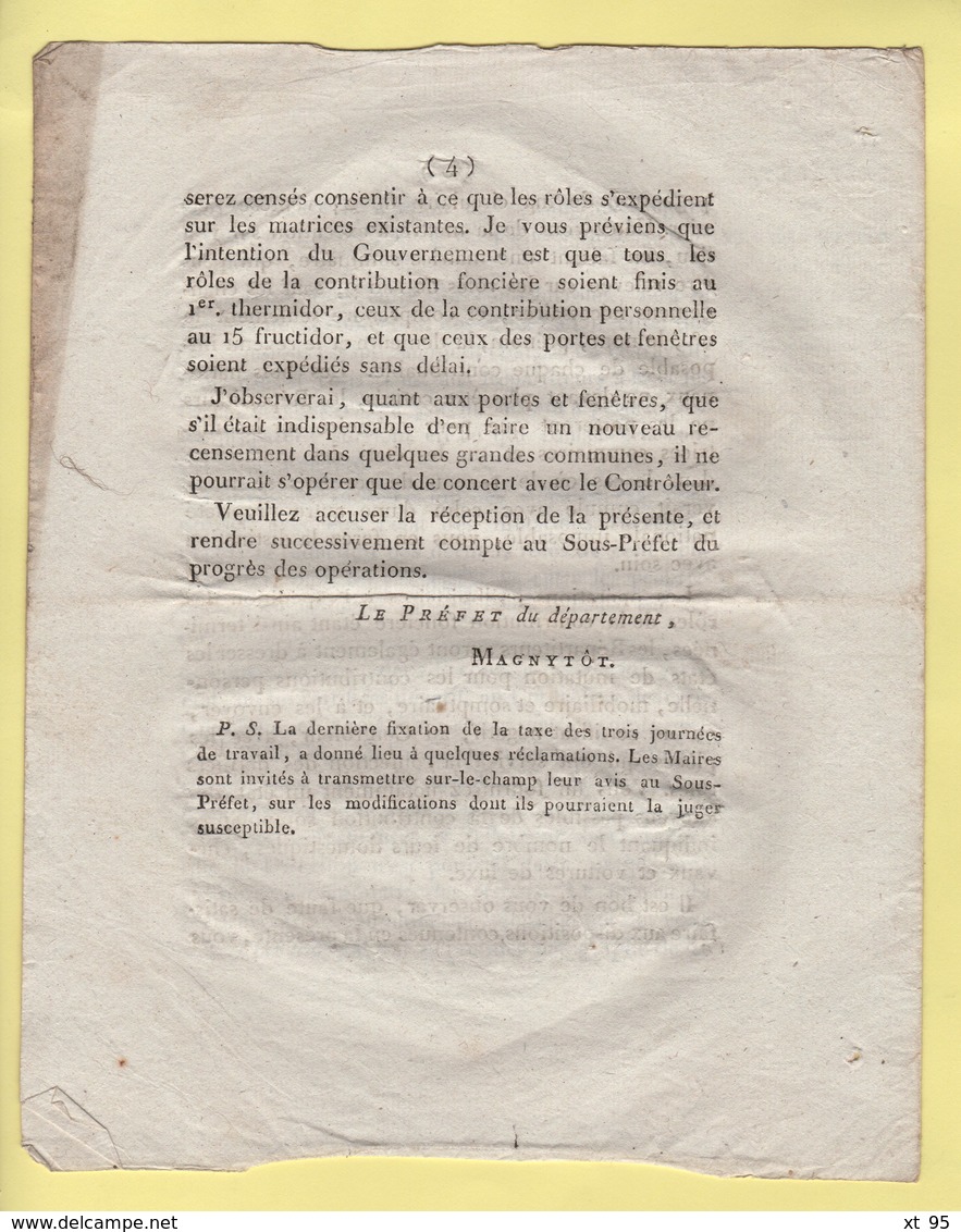 Prefet De La Manche - 7 Floreal An 9 - Repartition Des Contributions Directes - Historical Documents