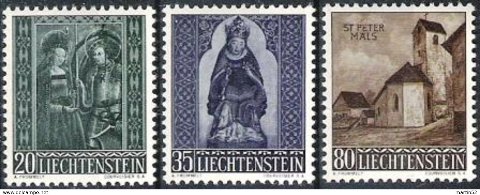 Liechtenstein 1958: Kapelle St.Peter Hl. Moritz & Agatha Zu 318-320 Mi 374-6 Yv 336-338 ** MNH (Zumstein CHF 12.00) - Ungebraucht