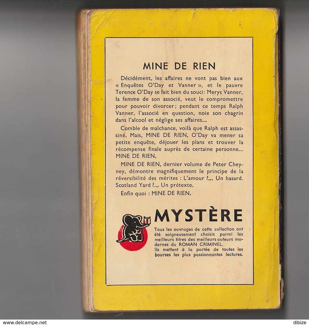 Roman. Peter Cheyney. Mine De Rien. Presses De La Cité. Paris. Un Mystère... Etat Moyen. - Presses De La Cité