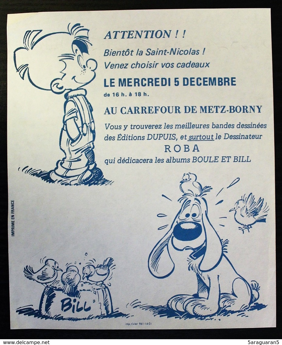 ROBA - Tract Publicitaire Pour Dédicace De Boule Et Bill - Affiches & Offsets