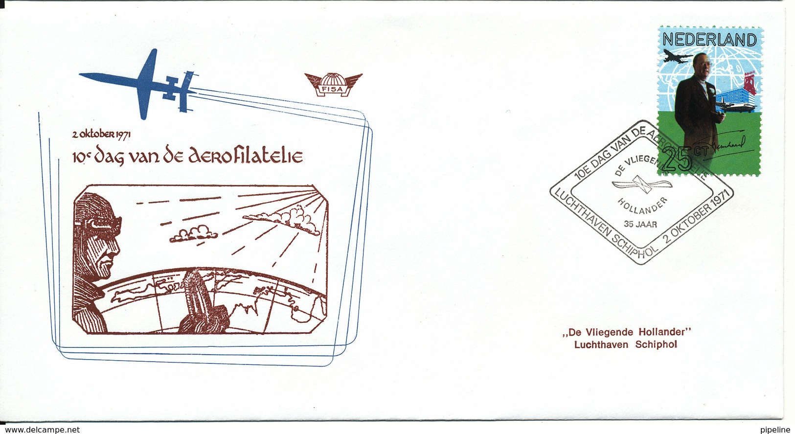 Netherlands Cover With Special Postmark And Cachet 10th Aerophilatelie Day Schiphol 2-10-1971 - Covers & Documents