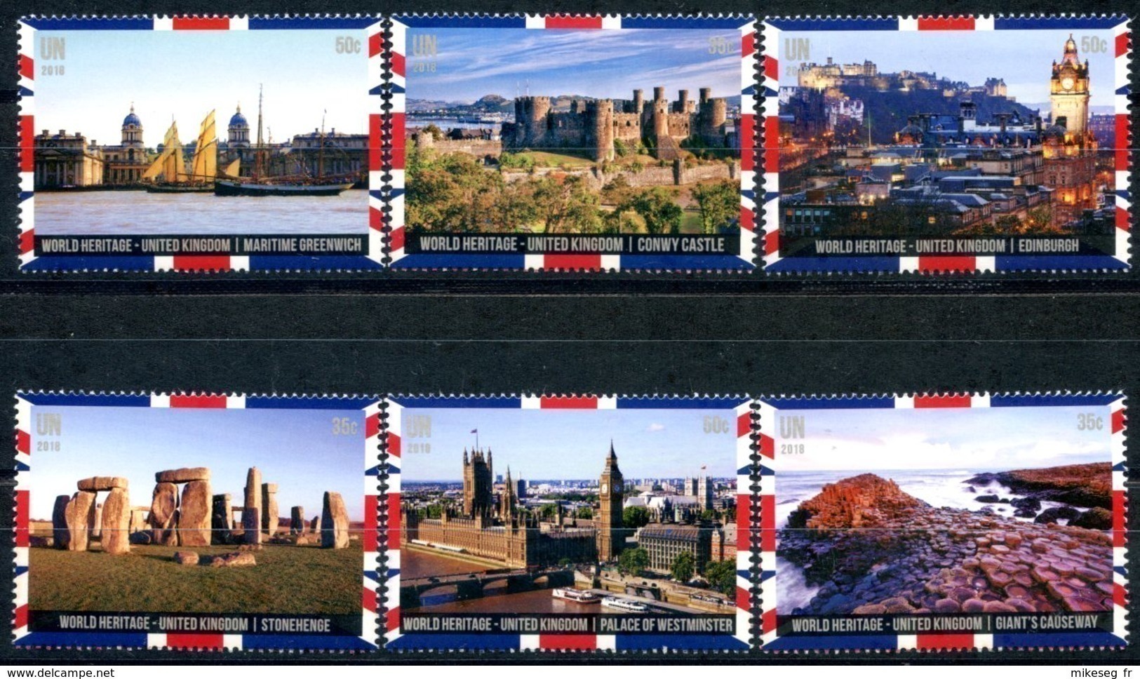 ONU New-York 2018 - Unesco - Patrimoine Mondial "United Kingdom" 6 Timbres Détachés De Carnet De Prestige ** - Neufs