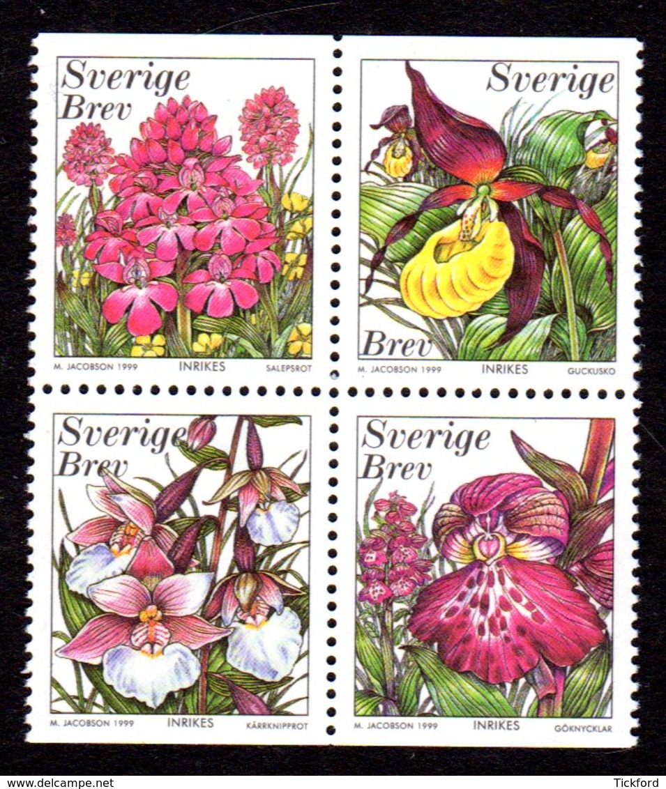 SUEDE 1999 - YT 2096/2099 - Facit 2135/2138 - NEUFS ** LUXE/ MNH - Flore, Fleurs, Orchidées - Neufs