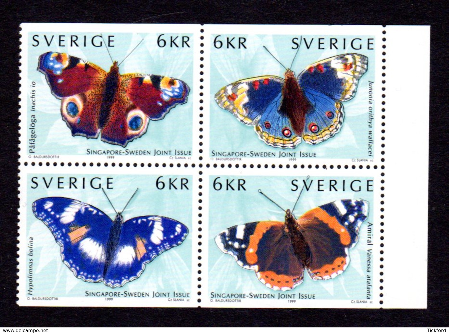 SUEDE 1999 - YT 2107/2110 - Facit 2154/2157 - NEUFS ** LUXE/ MNH - Série Complète - Faune, Papillons - Neufs