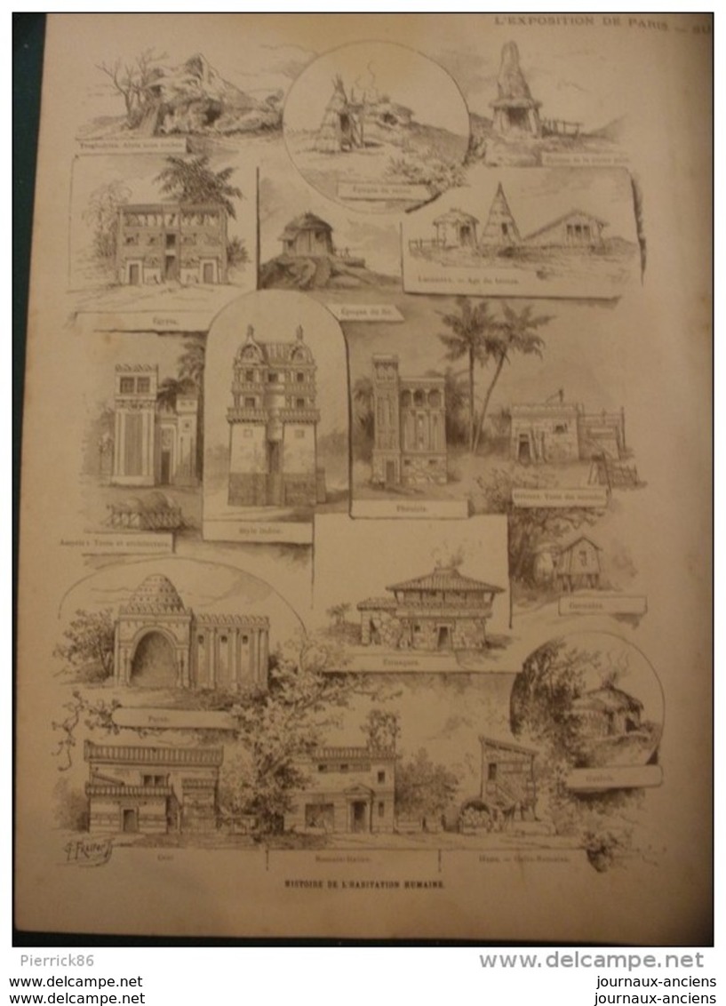 L'EXPOSITION DE PARIS 1889 SUPPLEMENT N° 7 HISTOIRE DE L'HABITATION HUMAINE / CONSTRUCTION EDIFIEES PAR CHARLES GARNIER - 1850 - 1899