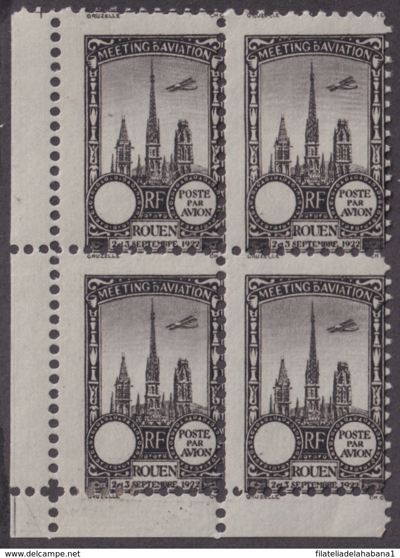 F-EX17252 FRANCE FRANCIA CINDERELLA MNH COLOR PROOF 1922 ROUEN AIR MEETING AVIATION AVION. - Aviation