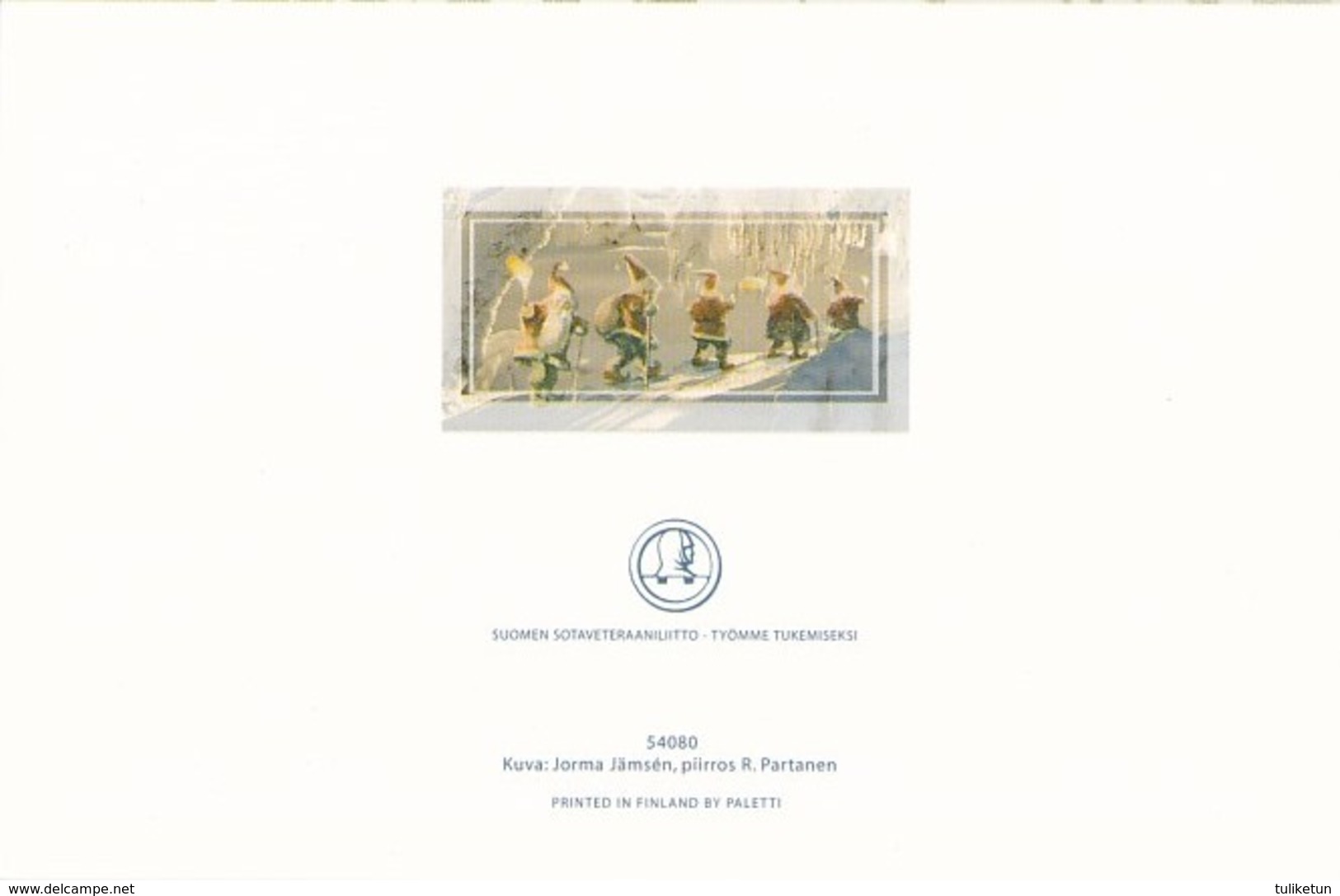 Gnomes - Brownies - Elves Walking In Winter Landscape - Raimo Partanen - Double Card - Autres & Non Classés