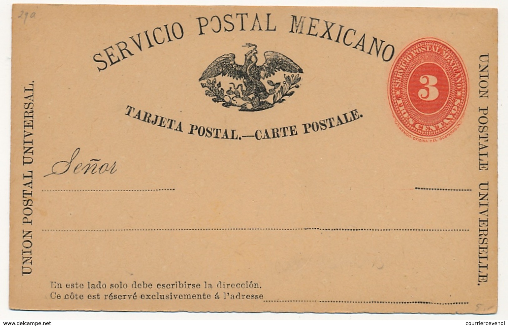 MEXIQUE - Entier Postal - Carte Postale 3 C Rouge - Mexiko