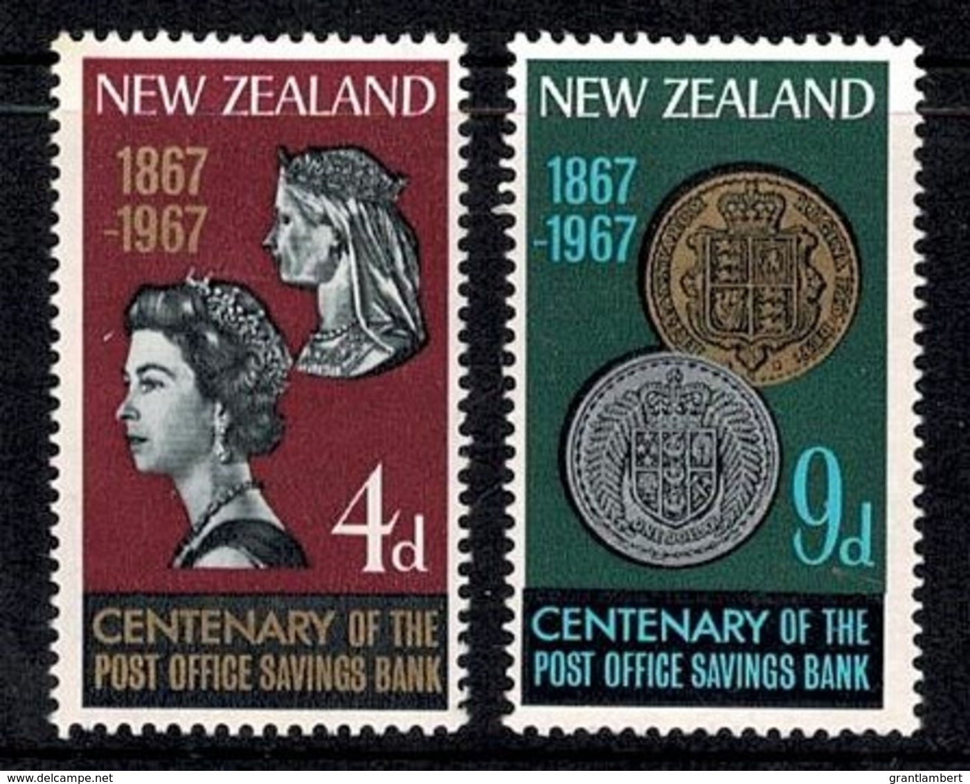 New Zealand 1967 Post Office Savings Bank Centenary Set Of 2 MNH - - - Unused Stamps