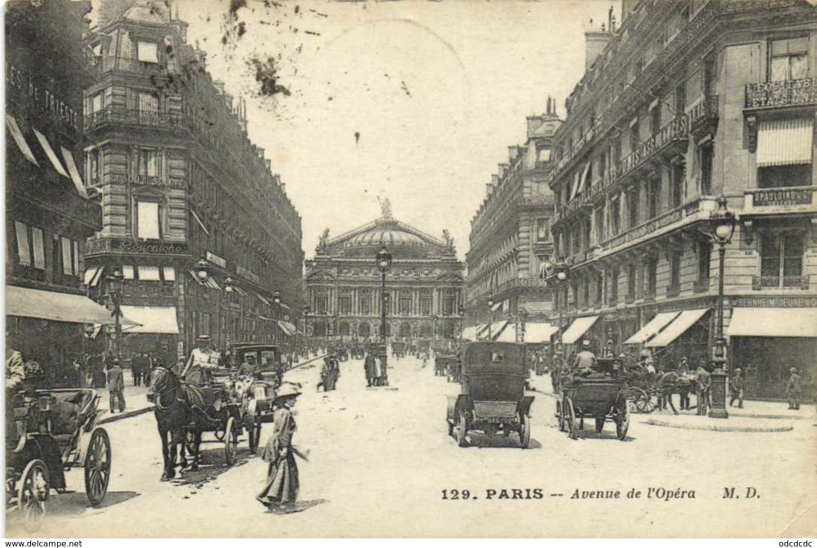 PARIS  Avenue De L' Opera Attelages Voiture  RV - District 01