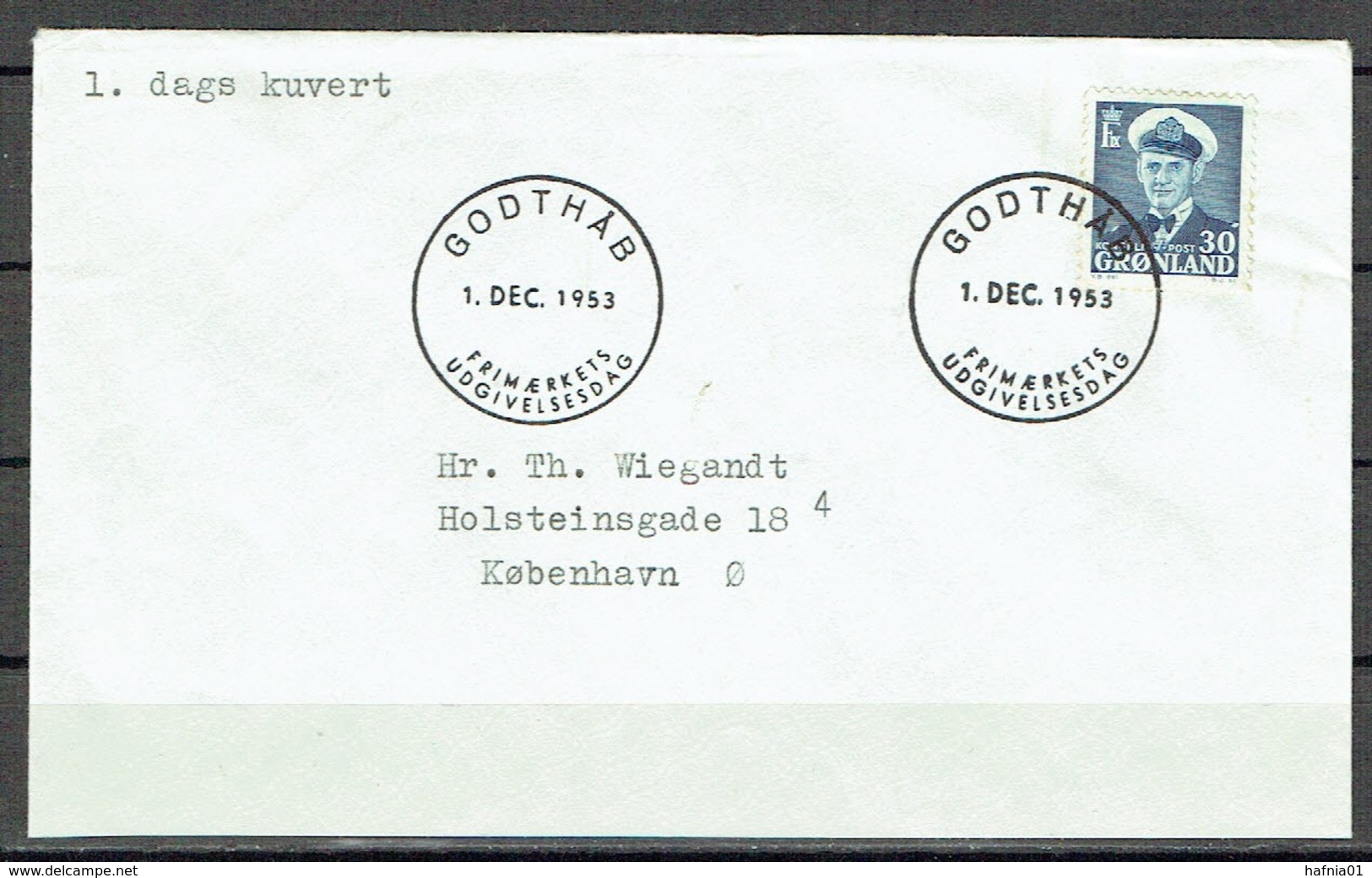Greenland  1953. Michel 33 Single On FDC Sent To Denmark. - Brieven En Documenten