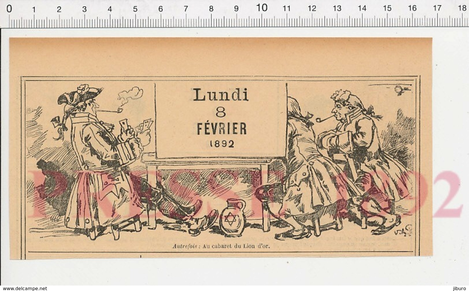 2 Scans 1892 Humour Cabaret Du Lion D'Or Joueurs Jeu De Cartes Pichet étoile De David Landremolle Pot-au-feu 222R7 - Non Classés