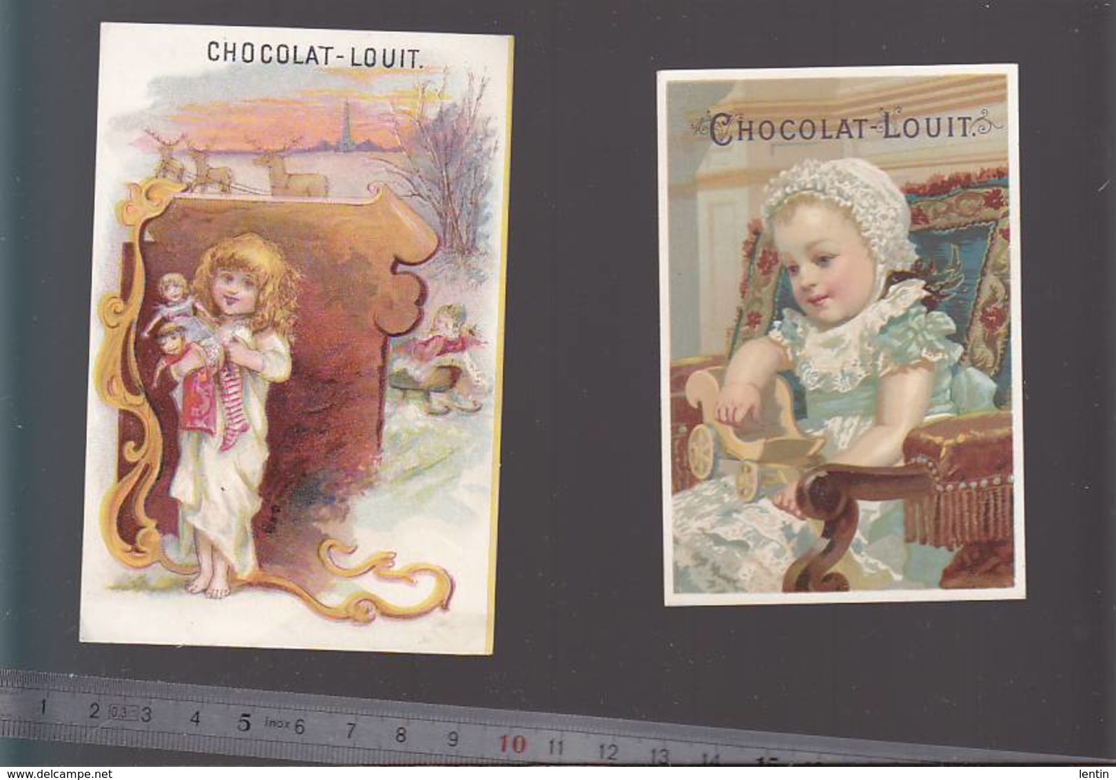 Chromo Fin XIXè / Lot De 2 / Chocolat Louit / Bébé, Jouet, Poupe, - Autres & Non Classés