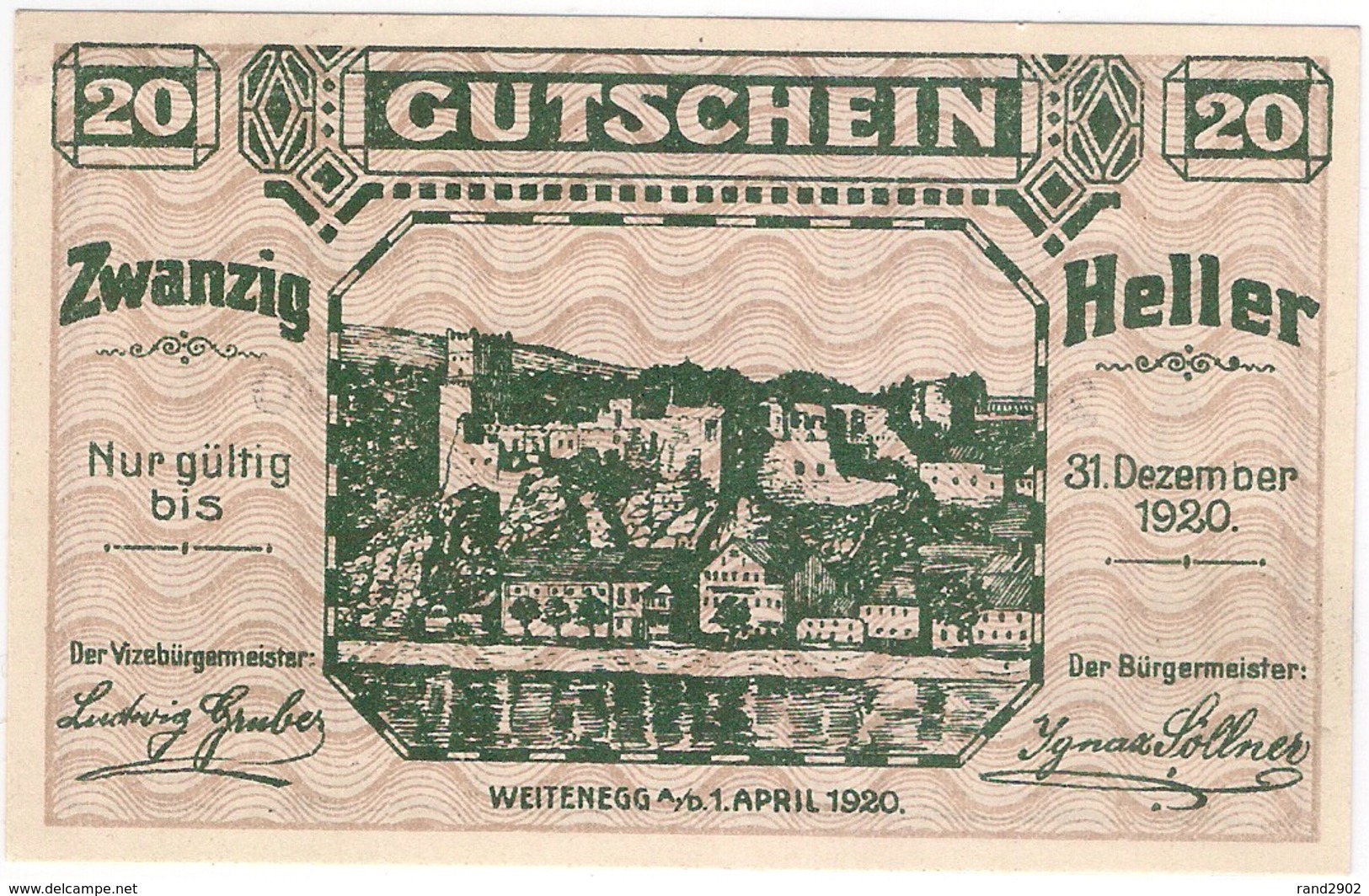 Österreich Austria Notgeld 20 HELLER FS1163 WEITENEGG /168M/ - Oesterreich