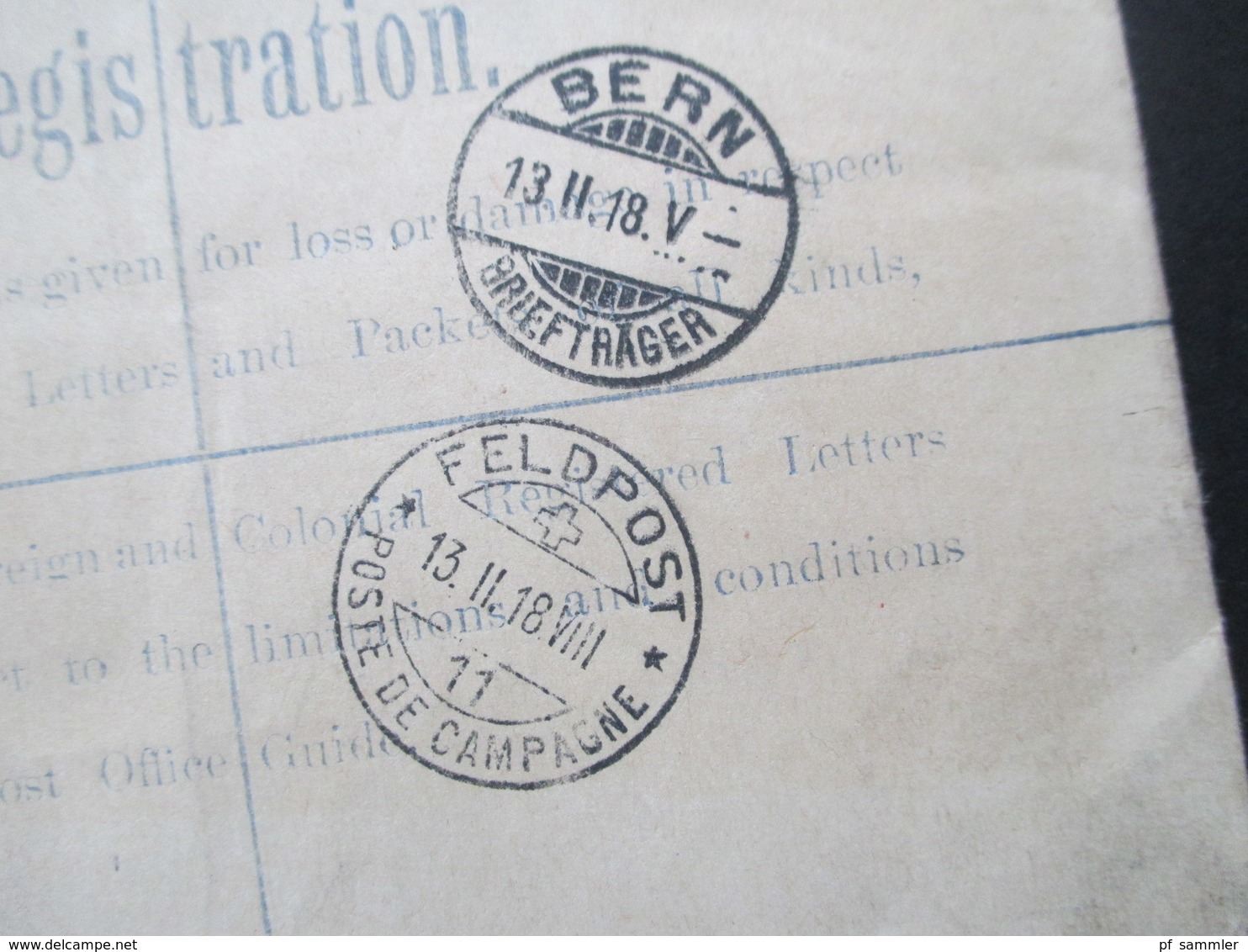 GB 1918 Registered Mit ZuF An Das POW Bureau In Bern Zensurbeleg Opened By Censor P.W. 90 Und Schweiz Feldpost - Cartas & Documentos