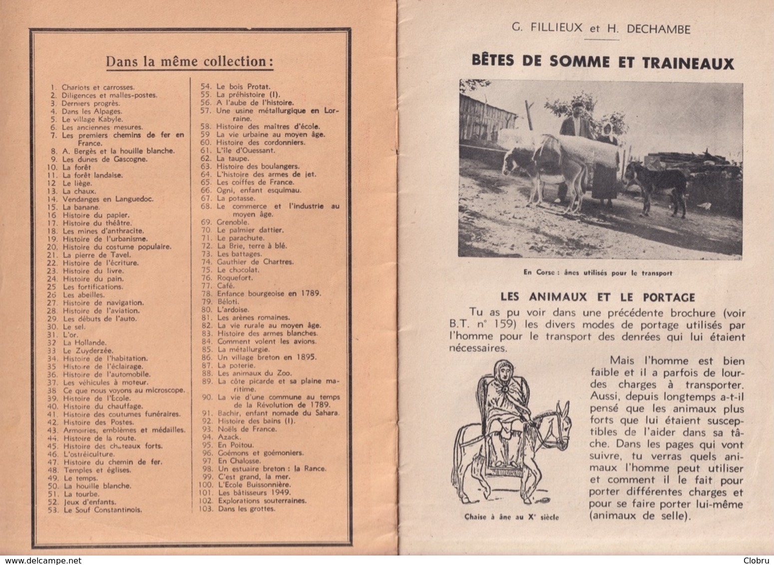 Bibliothèque De Travail, N° 171, Le Portage (2) Bêtes De Somme Et Traineaux 1951 - 6-12 Ans