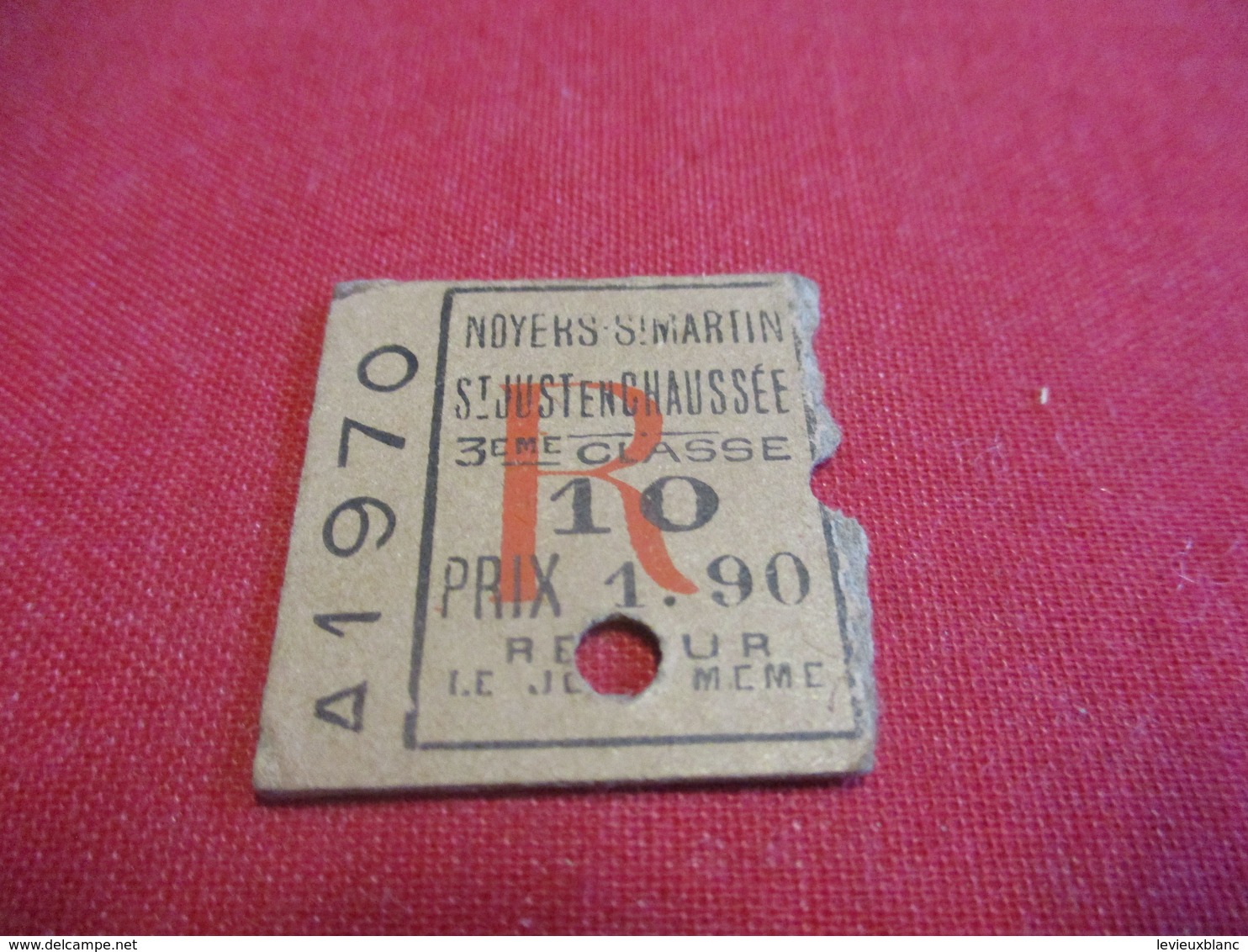 Ticket Ancien Usagé/Noyers St Martin-St Just En Chaussée/3éme Classe/Retour/Le Jour Même/Prix 1,90/Vers 1900-1930 TCK64 - Europe