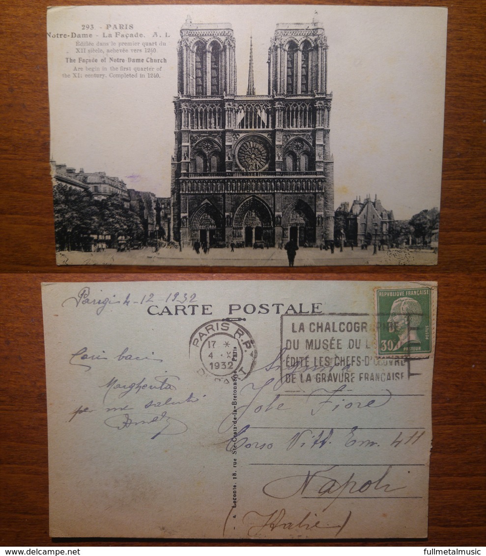 Paris Parigi Notre Dame De Paris, La Facate - 293 Viaggiata 1932 Anni '30 Francia France A) - Notre Dame De Paris