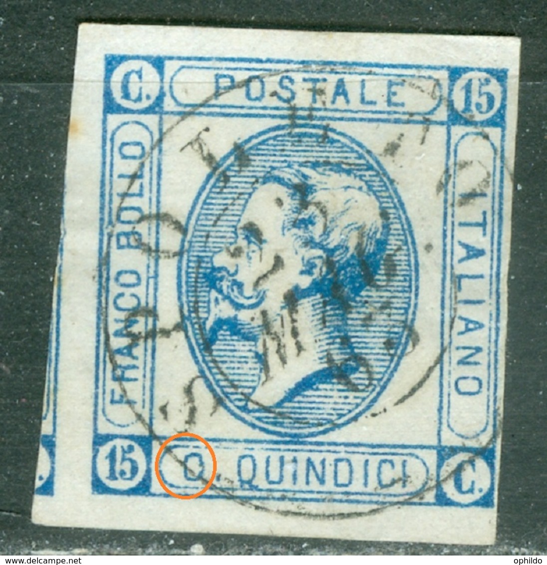 Italie  Sassone 12c  Ob  TB  Variété  O Fermé   Obli  Spoleto Mai 1863 - Usati