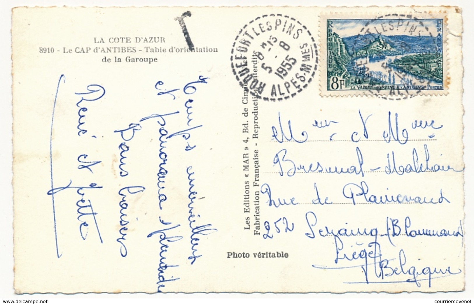 FRANCE - CPSM Affr 8F Les Andelys - Cachet Tireté "ROQUEFORT LES PINS 1955" - Lettres & Documents