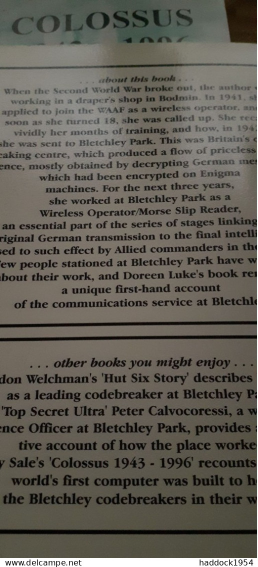 My Road To Bletchley Park DOREEN LUKE Stargold Limited 2003 - War 1939-45