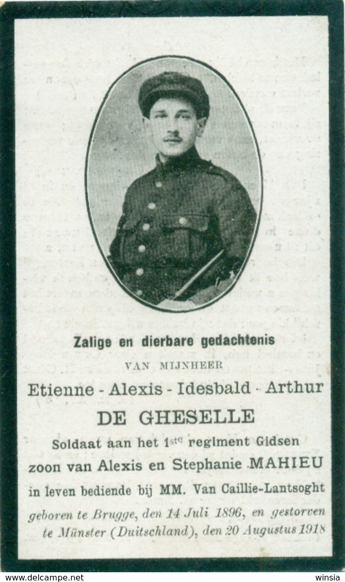 WO1 / WW1 - Doodsprentje De Gheselle Etienne - Brugge / Munster (D)  - Gesneuvelde - Décès