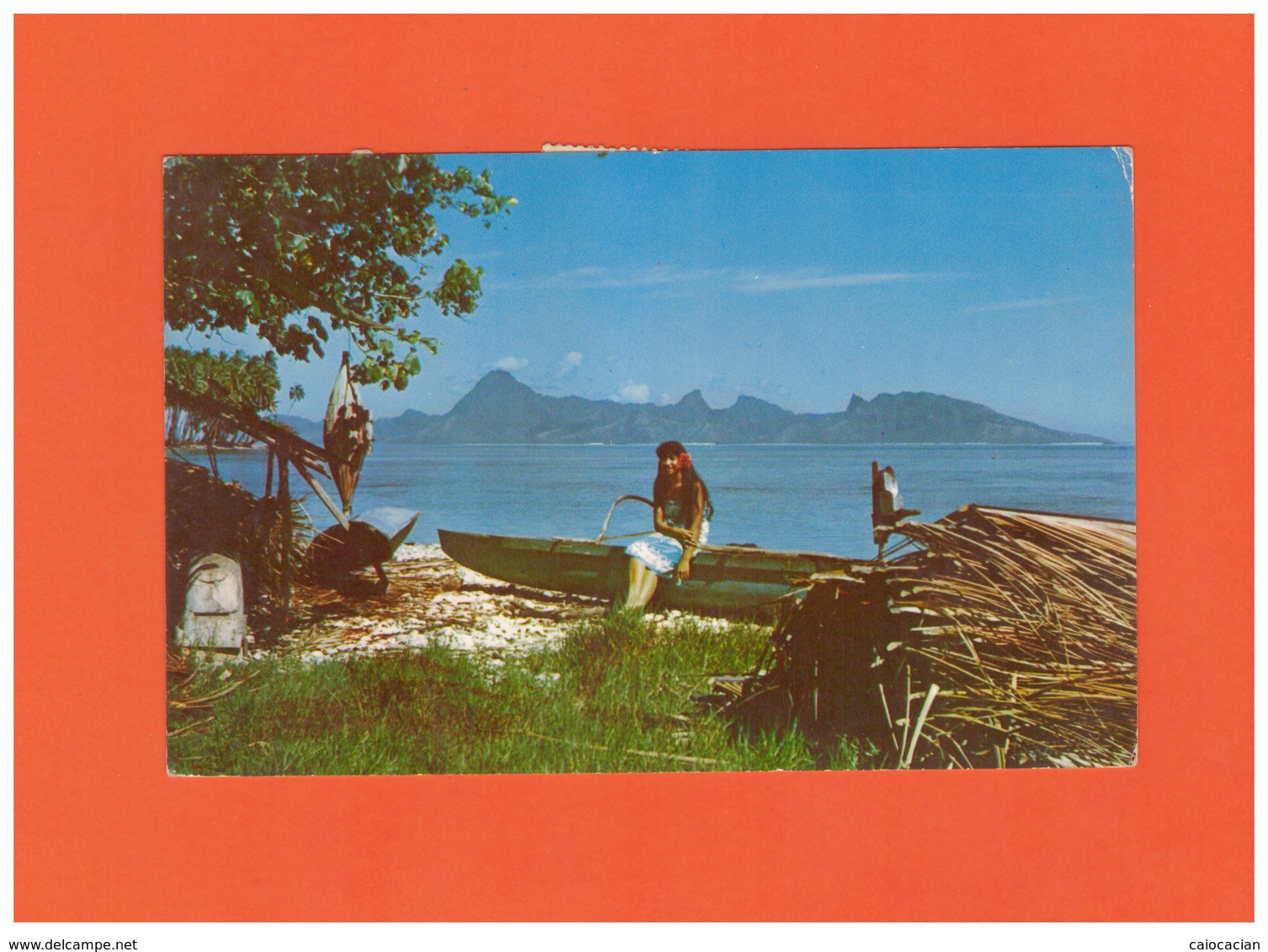 1963 POLYNESIE FRANCAISE MOOREA AIR MAIL POSTCARD WITH 2 STAMPS TO ITALY - Storia Postale