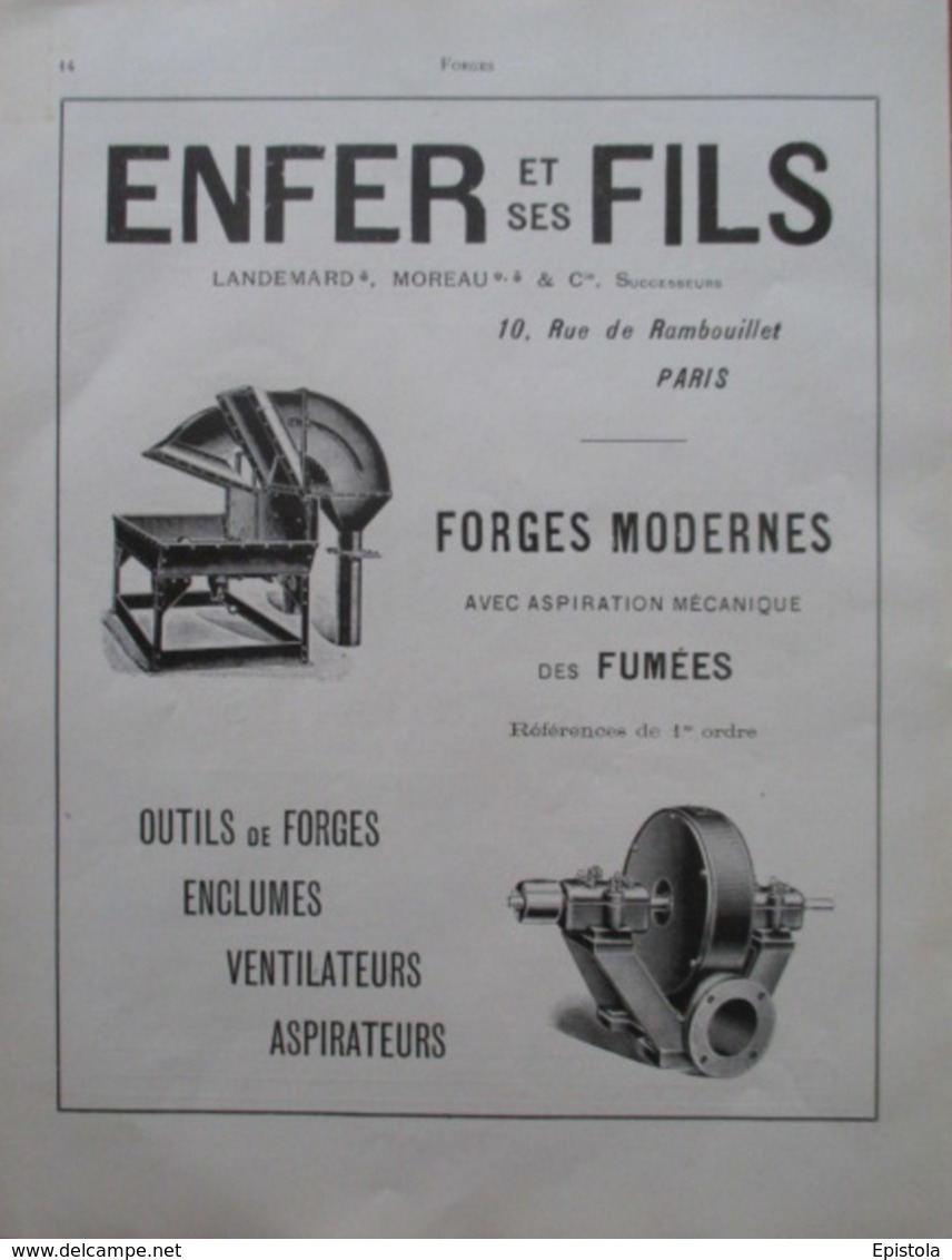 ASPIRATEUR MECANQUE De Fumée  Ets Enfer & Cie - Page Catalogue Technique De 1925 (Dims Env 22 X 30 Cm) - Machines