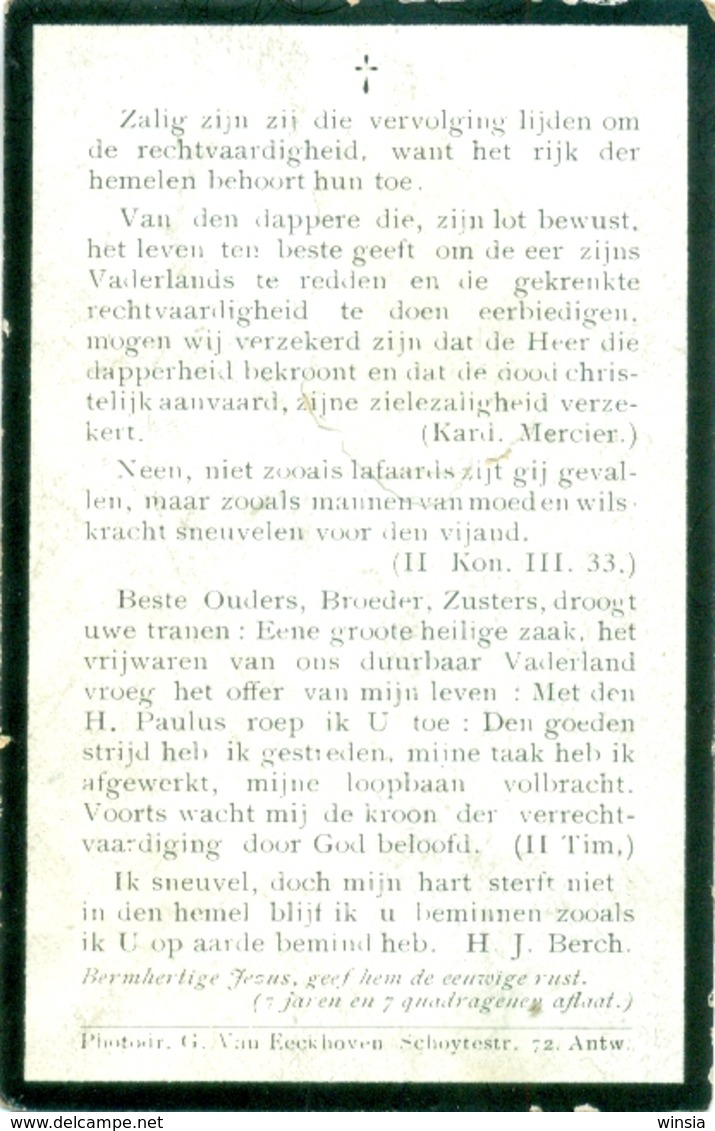 WO1 / WW1 - Doodsprentje Groffen Waltherus Alphonse - Antwerpen / Rotselaar - Gesneuvelde - Overlijden