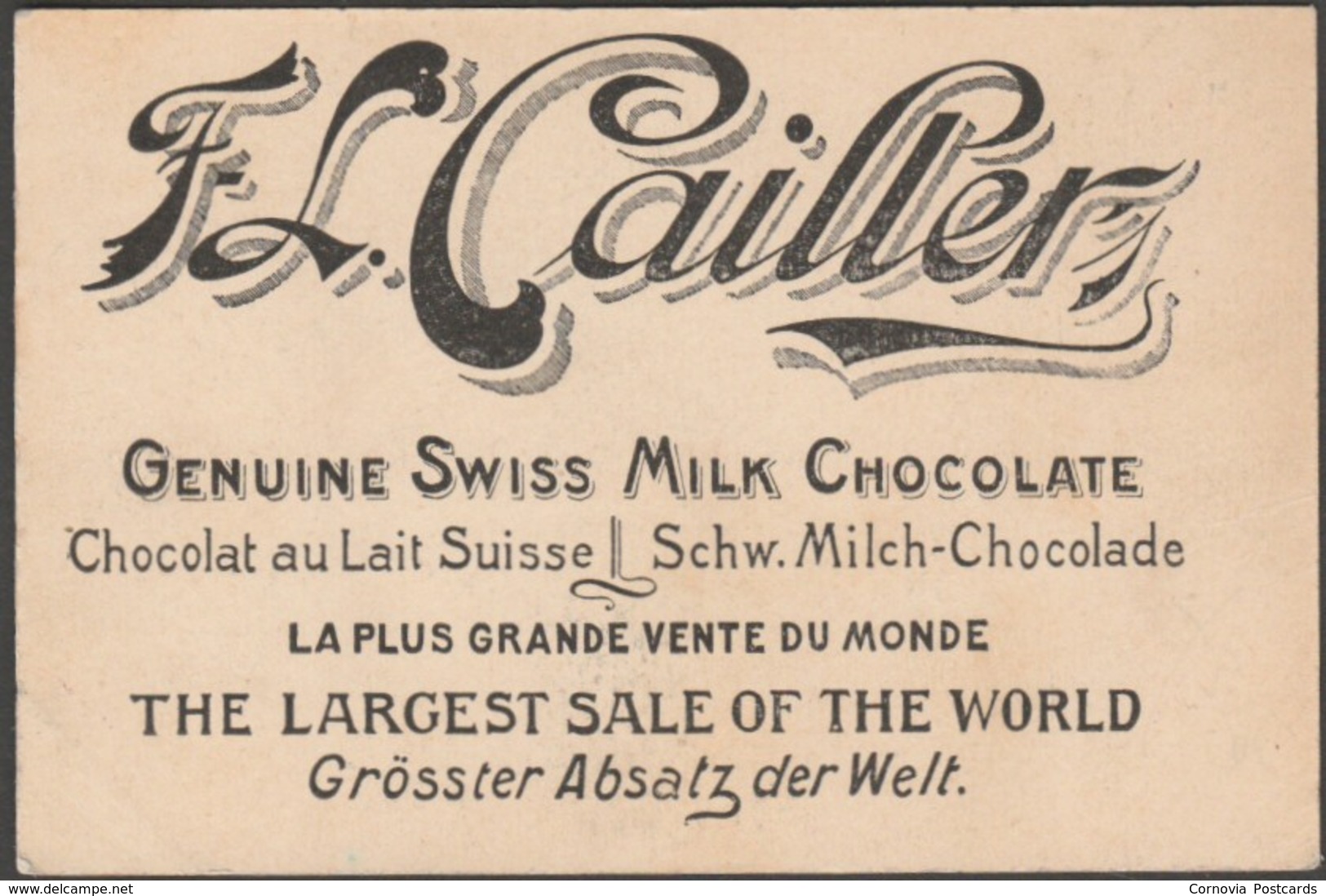 Luzern - Kapellbrücke - Cailler's Milk Chocolate, C.1905-10 - Trade Card - Sonstige & Ohne Zuordnung