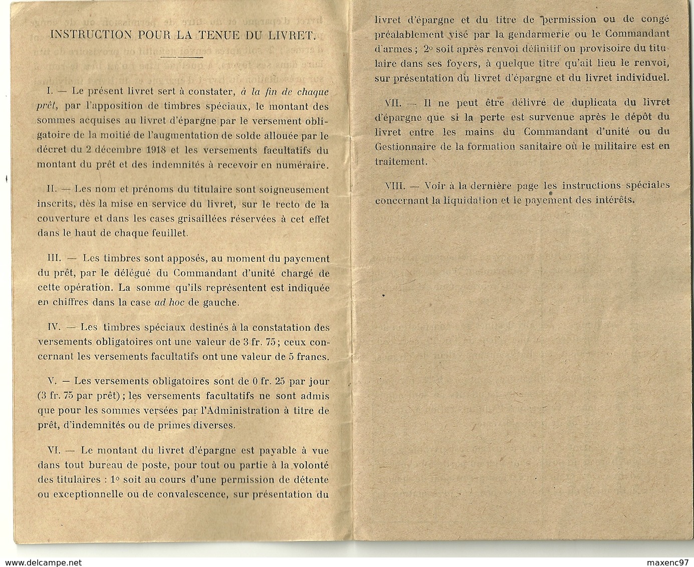 TIMBRES CAISSE NATIONALE D'EPARGNE ET LIVRET CNE 14-18 POSTE AUX ARMEES - Gebruikt