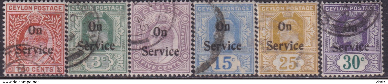 CEYLON 1903-04 SG #O22-O27 Official Compl.set Used CV £25 - Sri Lanka (Ceylon) (1948-...)