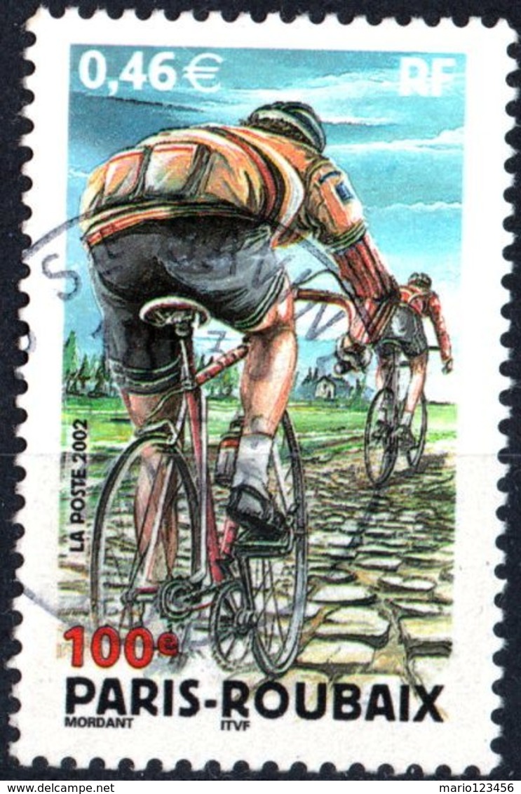 FRANCIA, FRANCE, SPORT, PARIS-ROUBAIX, 2002, 46 C., FRANCOBOLLO USATO, Yt FR 3481, Mi FR 3618, Scott FR 2890 - Usati