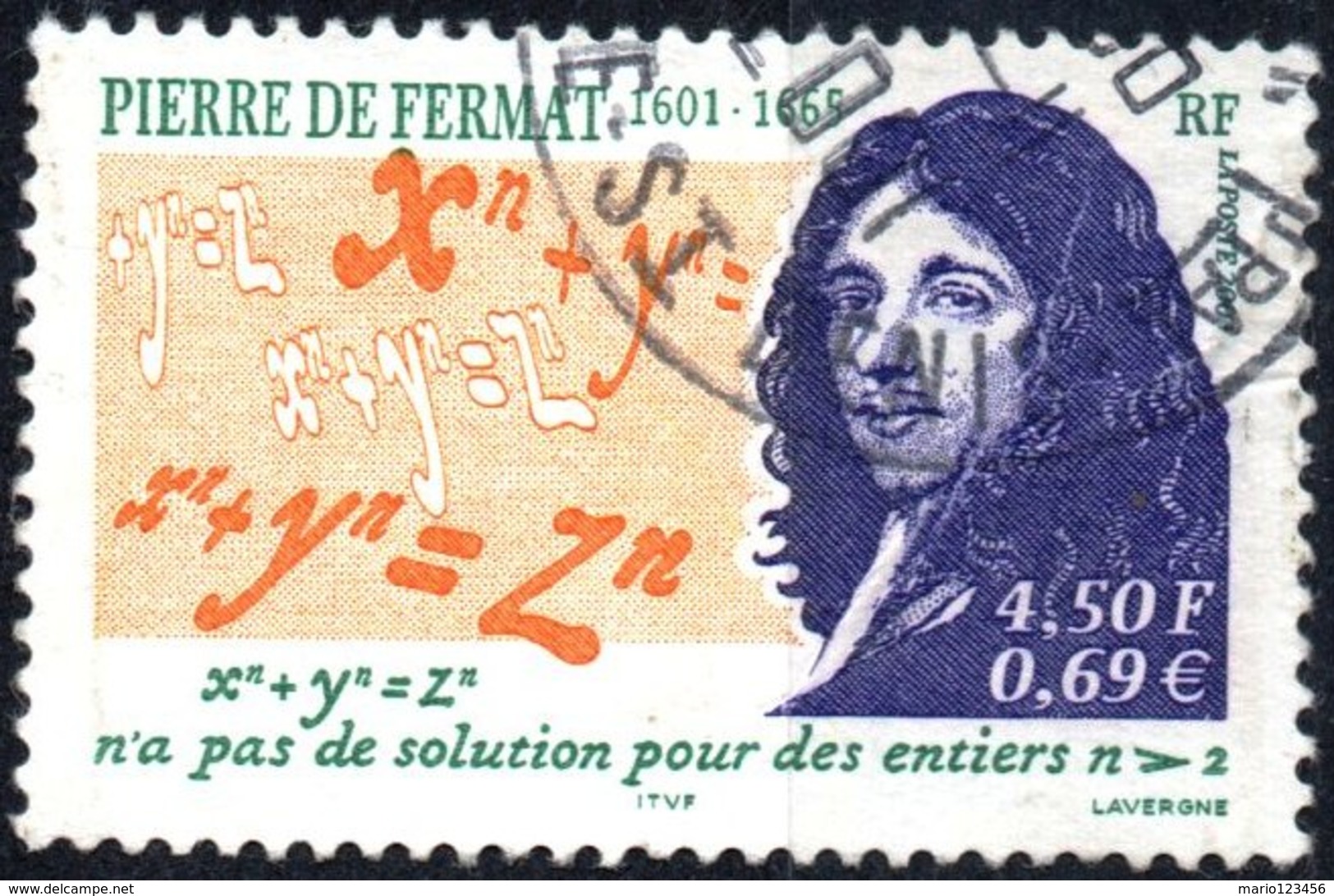 FRANCIA, FRANCE, PIERRE DE FERMAT, 2001, 4,50 Fr., FRANCOBOLLO USATO, YtFR 3420, MiFR 3559, ScottFR 2836 - Gebruikt