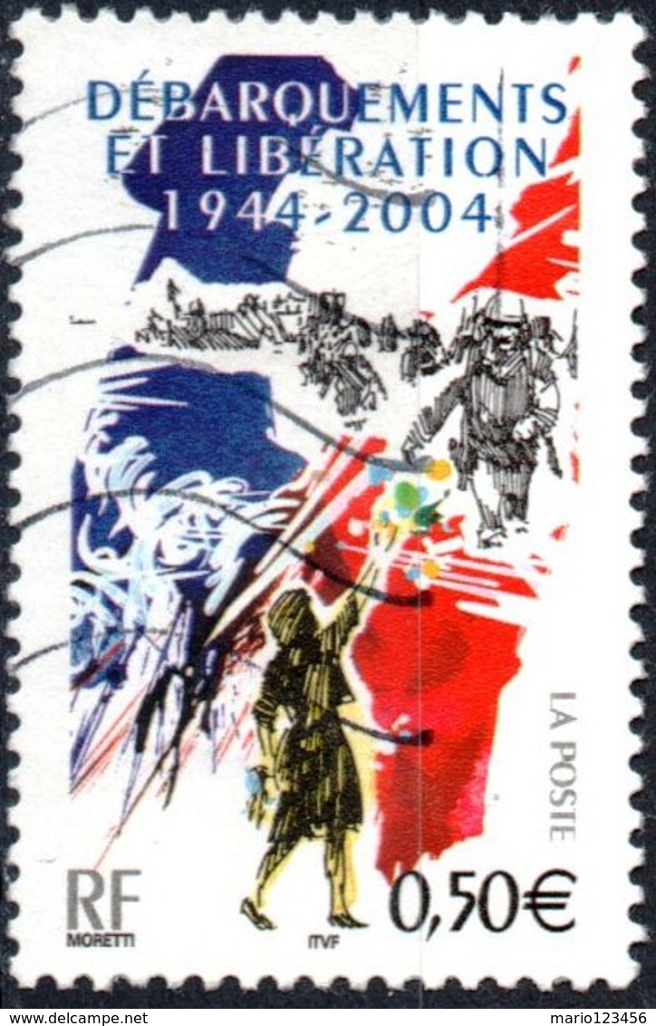 FRANCIA, FRANCE, D-DAY, LIBERAZIONE, 2004, 50 C., FRANCOBOLLO USATO, YtFR 3675, MiFR 3819, SncottR 3030 - Usati