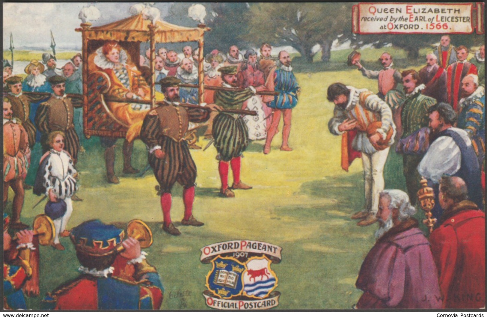 Queen Elizabeth In 1566, Oxford Pageant, 1907 - Tuck's Oilette Prize Postcard - Oxford