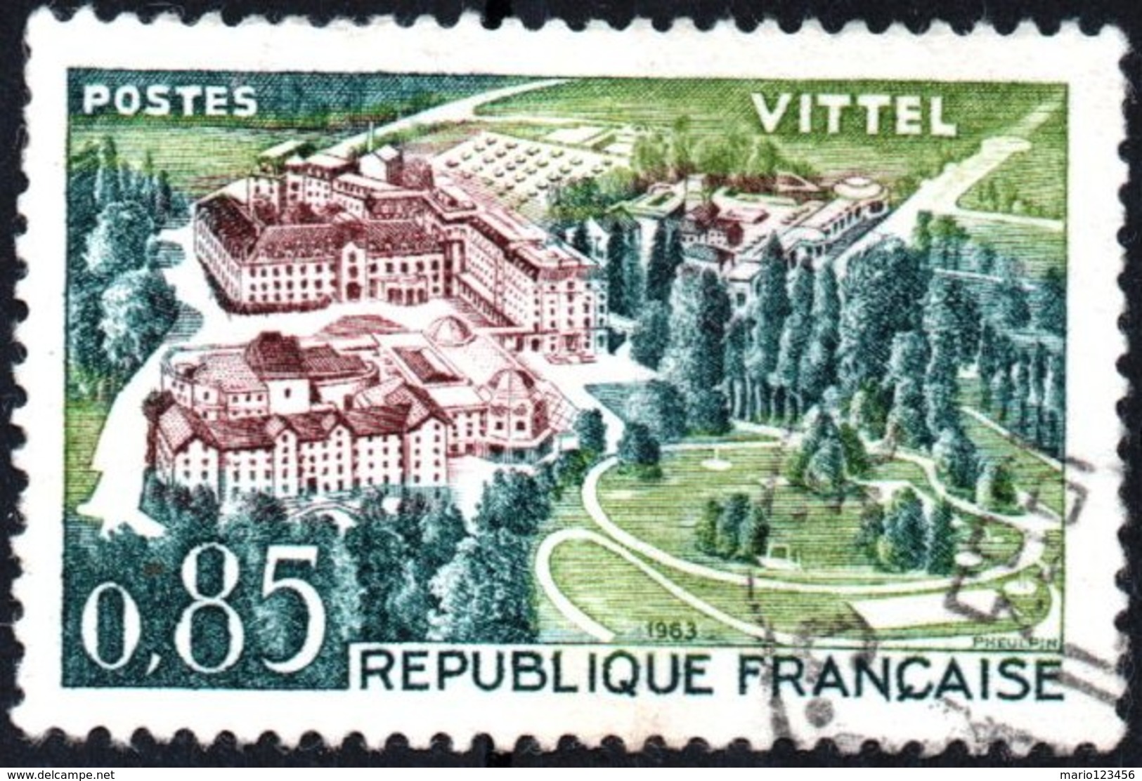 FRANCIA, FRANCE, TURISMO, VITTEL, 1963, 0,85 Fr., FRANCOBOLLO USATO, YtFR 1393, MiFR 1447, ScottFR 1071 - Usati