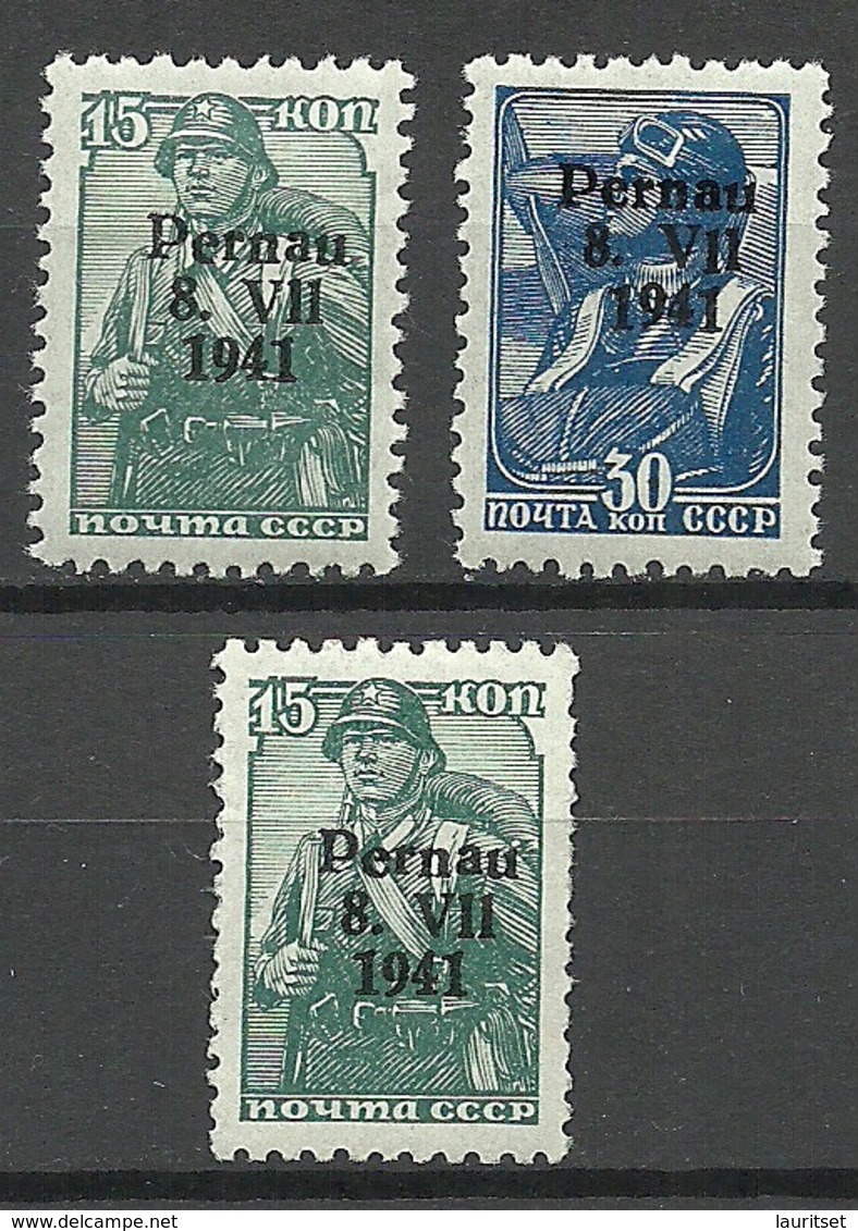 Estland Estonia 1941 German Occupation Pernau Pärnu, 3 Stamps ,* - Occupation 1938-45