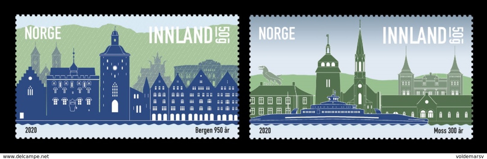 Norway 2020 Mih. 2015/16 Bergen And Moss Cities MNH ** - Unused Stamps