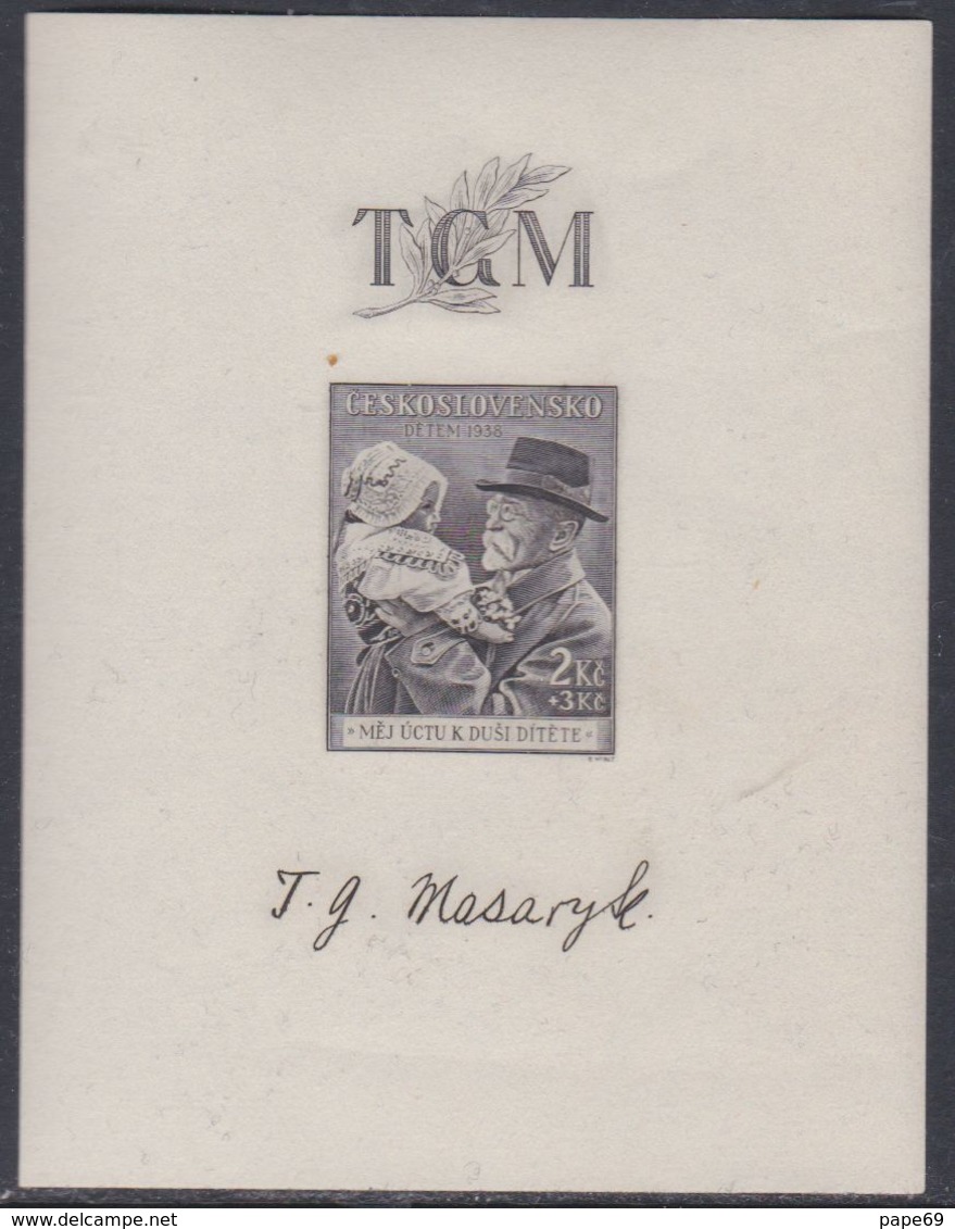 Tchécoslovaquie BF N° 5 XX En Souvenir Du Président Masaryk, Le Bloc Non Dentelé Sans Charnière, TB - Blocs-feuillets