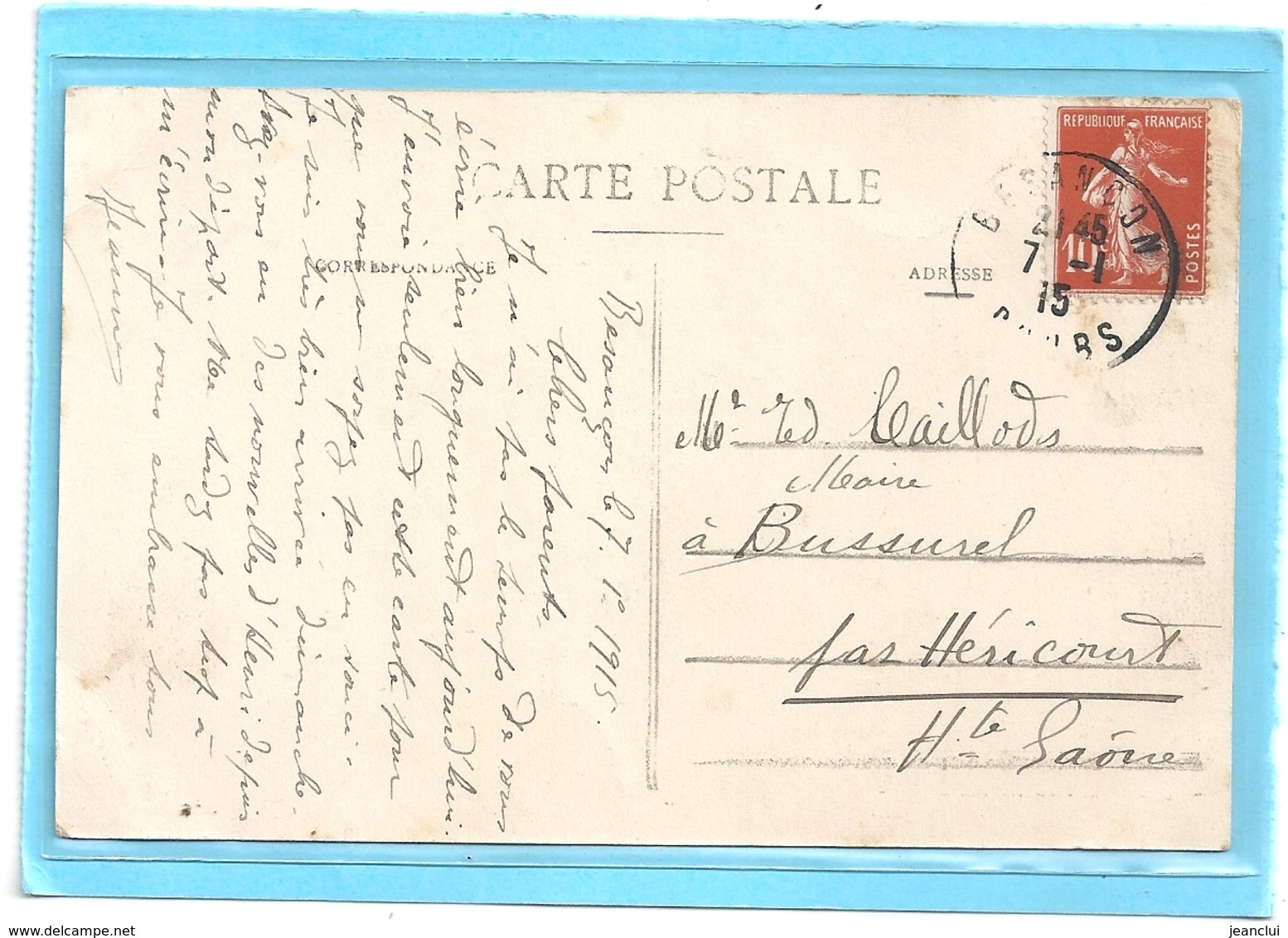 3043. FRANCHE-COMTE PITTORESQUE . VALLEE DE LA CONSOLATION . LE DESSOUBRE. CARTE AFFR AU VERSO LE 7-1-1915 . 2 SCANES - Autres & Non Classés