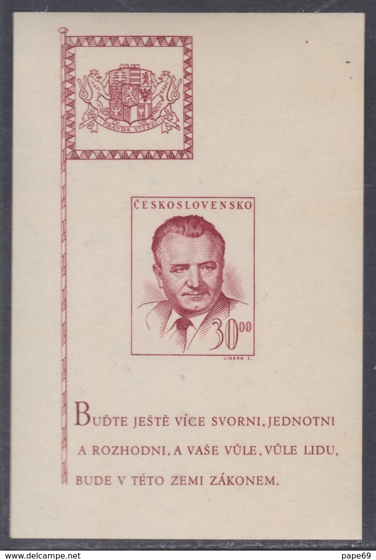 Tchécoslovaquie BF N° 12 XX 52è Anniv. Du Président Gottwald  Le Bloc Non Dentelé Sans Charnière, TB - Blocs-feuillets